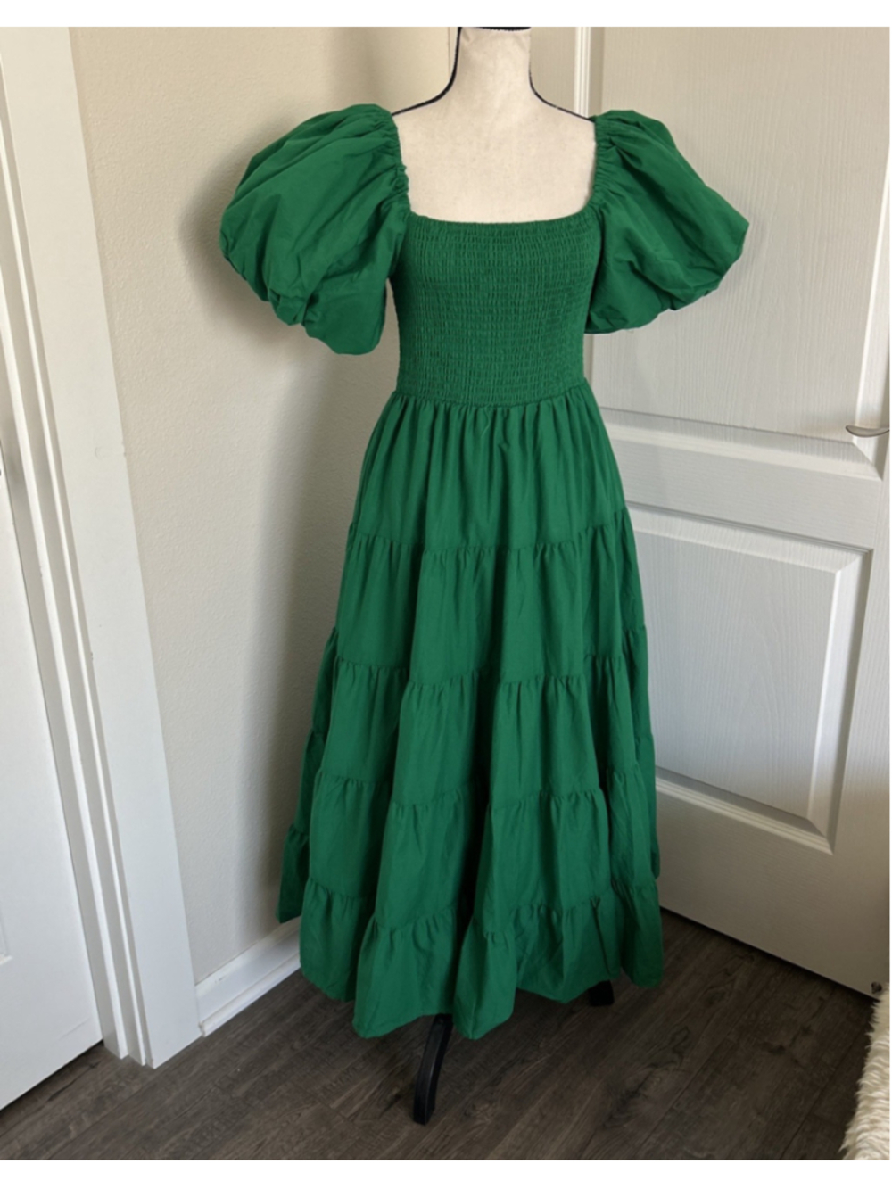 Petal & Pup / Morgan Tiered Dress/dark Green/ Size L/ New With Tag.